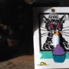 Blue Candle Card with Wolfie the Cat