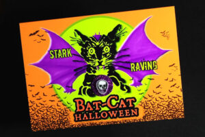 Bat-Cat Halloween Card