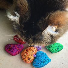 Hmong embroidered hearts cat toy