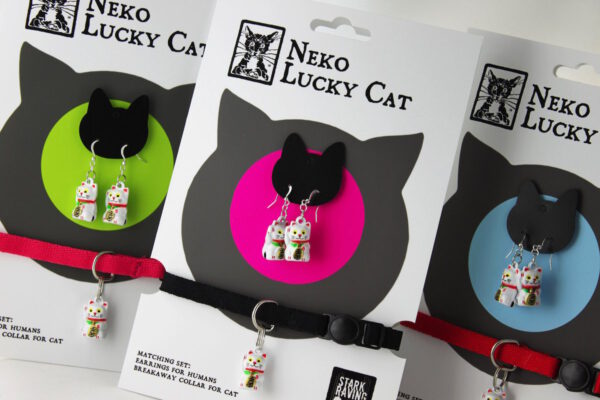 Neko Lucky Cat Collar and Earrings Set