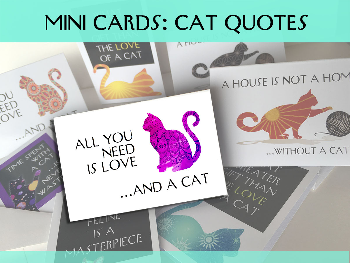 mini cards cat quotes greeting card set