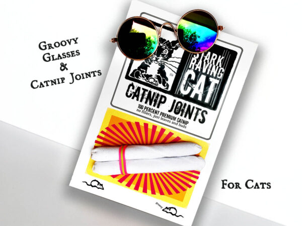 Sunglass and Catnip Joint Gift Set for Cats, featuring Mirrored Pet Sunglasses