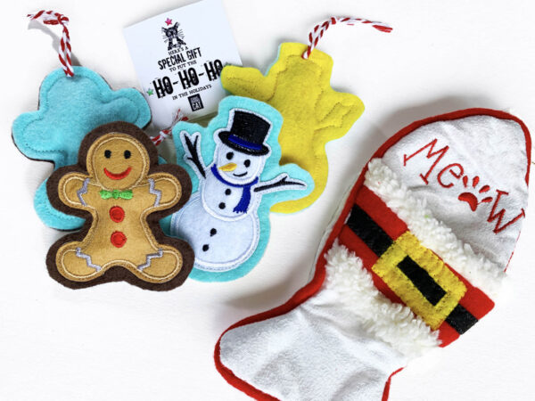 Gingerbread & Snowman Catnip Toys, in Fish Stocking