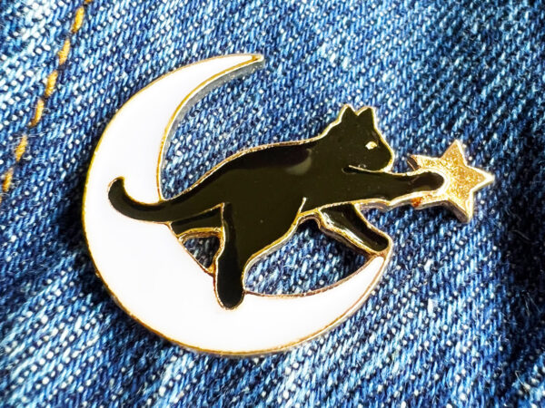 Cat, Moon and Star Pin