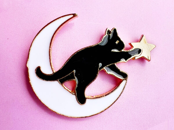 Cat, Moon and Star Pin