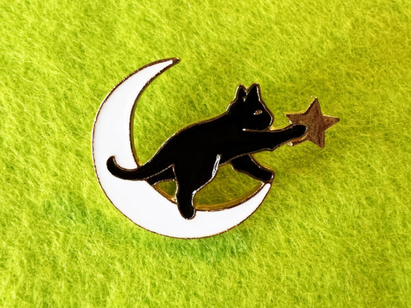 Cat, Moon and Star Pin