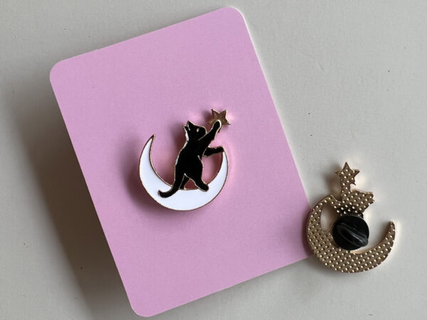 Cat, Moon and Star Pin