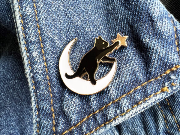 Cat, Moon and Star Pin